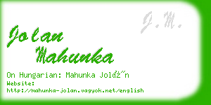 jolan mahunka business card